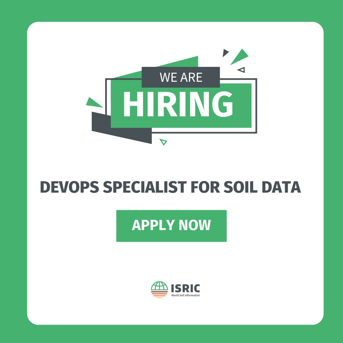 📢 #JobAlert To strengthen our team, we are #hiring a #DevOps specialist with a focus on data and affinity with soil or environmental domain. Find out more here: isric.org/news/vacancy-d…