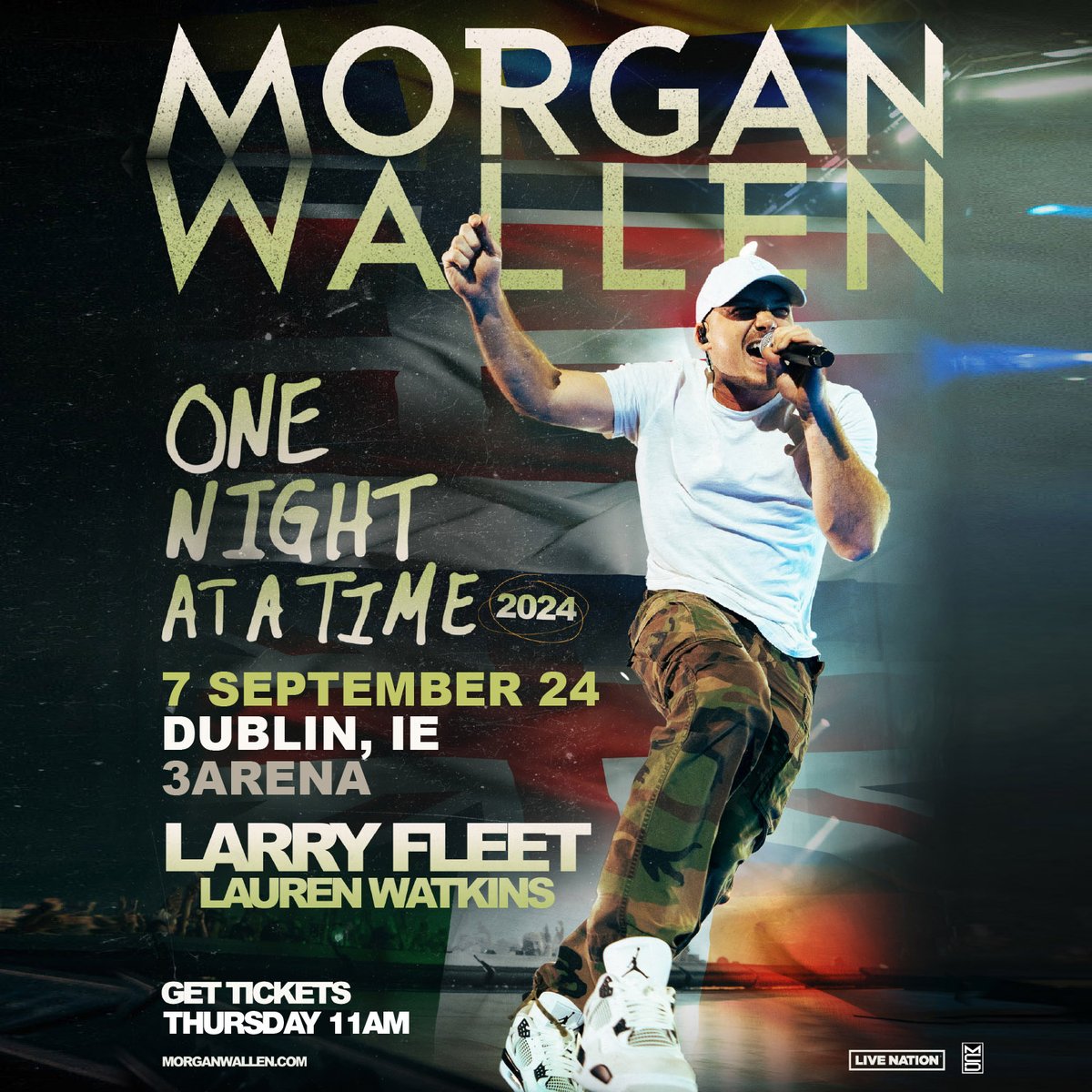 ⚡️ 𝙅𝙐𝙎𝙏 𝘼𝙉𝙉𝙊𝙐𝙉𝘾𝙀𝘿 ✨ Country music superstar @MorganWallen brings One Night at a Time tour to @3arenadublin on Saturday 7th September 🎟️MCD PRESALE: bit.ly/Morgan-Wallen-…
