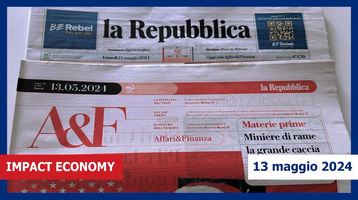 🗞️Oggi su @RepubblicaAF in edicola con @repubblica la rubrica #ImpactEconomy della nostra presidente @GioMelandri con una riflessione sulla direttiva europea sulle #casegreen⤵️
MUST READ‼️