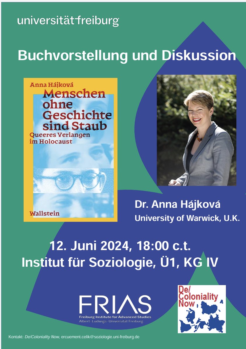 Ich freue mich riesig auf diese Buchvorstellung am 12. Juni in Freiburg -- mit Dank an @ManuelaBoatca und Anika Walke. soziologie.uni-freiburg.de/contents/24061…