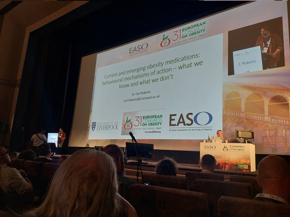 Great talk by @Carl_A_Roberts #ECO2024 on behavioural mechanisms of action for new obesity drugs @EASOobesity