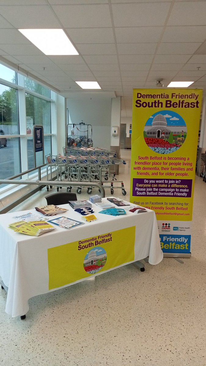 We are out in Tesco Newtownbreda this morning as part of #DementiaActionWeek We are here to promote South Belfast Dementia Friendly Initiative. Pop in and say hello!