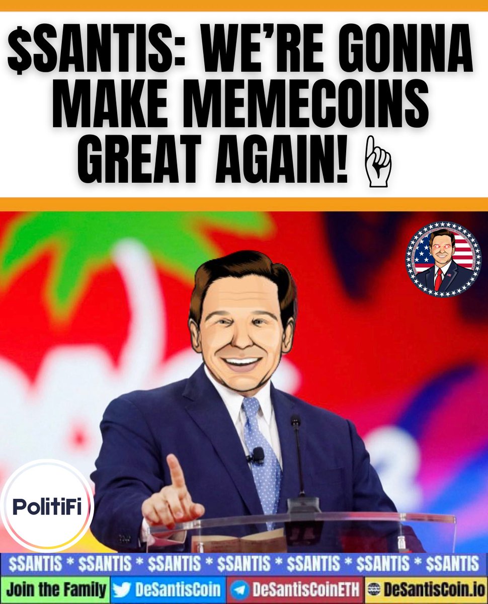 DesantisCoin's tweet photo. ๐บ๐ธ $SANTIS FAMILY ๐บ๐ธ
๐ช๐ต๐ฎ๐ ๐๐ฟ๐ฒ ๐ฃ๐ผ๐น๐ถ๐๐ถ๐๐ถ ๐ ๐ฒ๐บ๐ฒ๐ฐ๐ผ๐ถ๐ป๐?๐ค
According to @CoinGecko, โPolitiFi or Political Finance is a meme coin category consisting of political figures.โ
Launched May 2023 when #Trump and #DeSantis were announcing their presidential campaigns, $SANTIS is an OG political finance #memecoin themed around a popular political figure set to become Trumpโs vice president!๐บ๐ธ
#SANTIS is also the only #PoliFi token rewarding holders with 100% of transaction fees. Thatโs passive reward for teh people! ๐ธ
What are you waiting for? ๐ค Join de SANTIS movement today and letโs make #MEMECOINS great again!!!
๐ web: https://t.co/RqcvquITDq
๐ฌ chat: https://t.co/2kfbRueAhK
๐ dextools: https://t.co/NdrJOKoBVs
โ
#Election2024 #MAGA #MVP #MAGA2024 $trump $tremp $boden