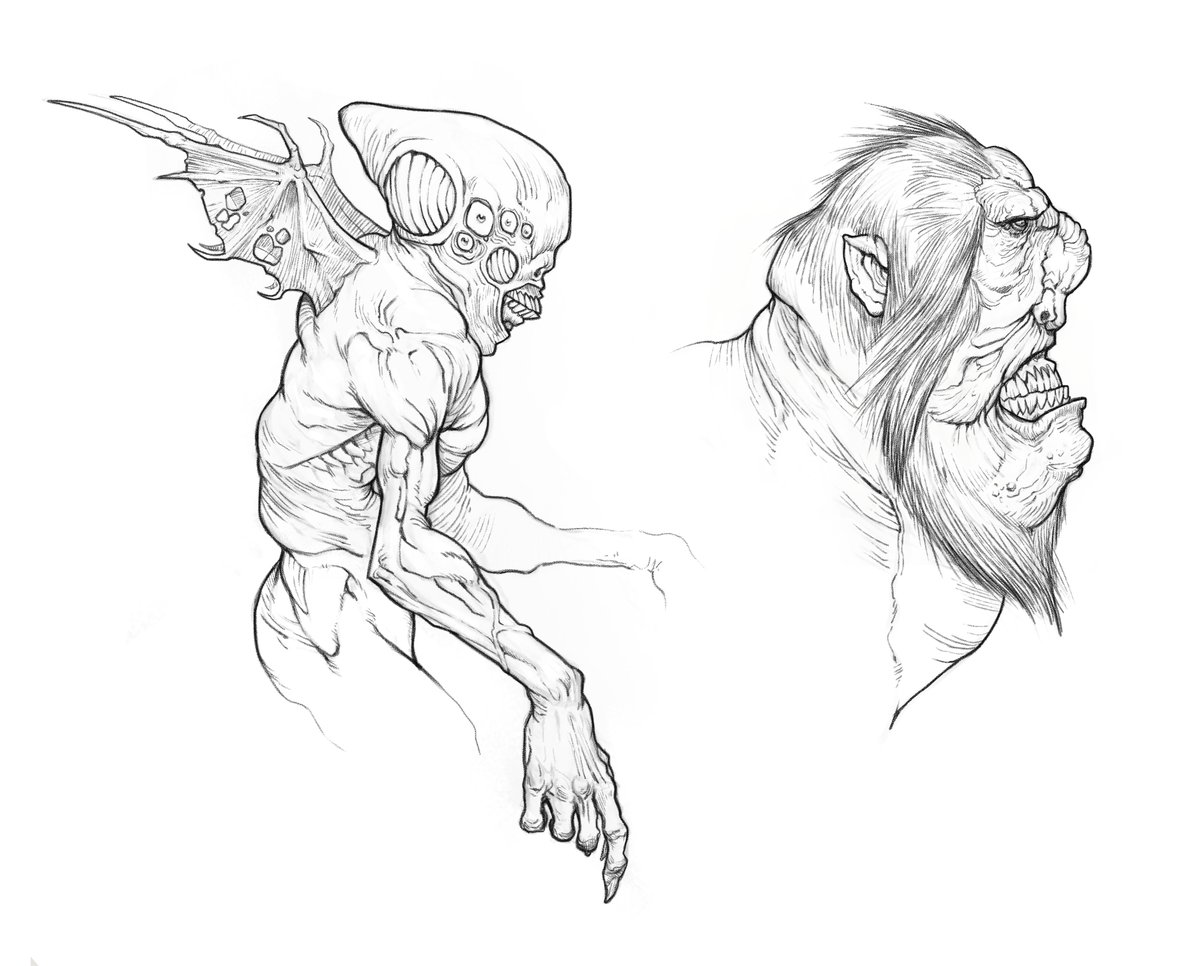 Sketching some cute monstrosities between jobs.