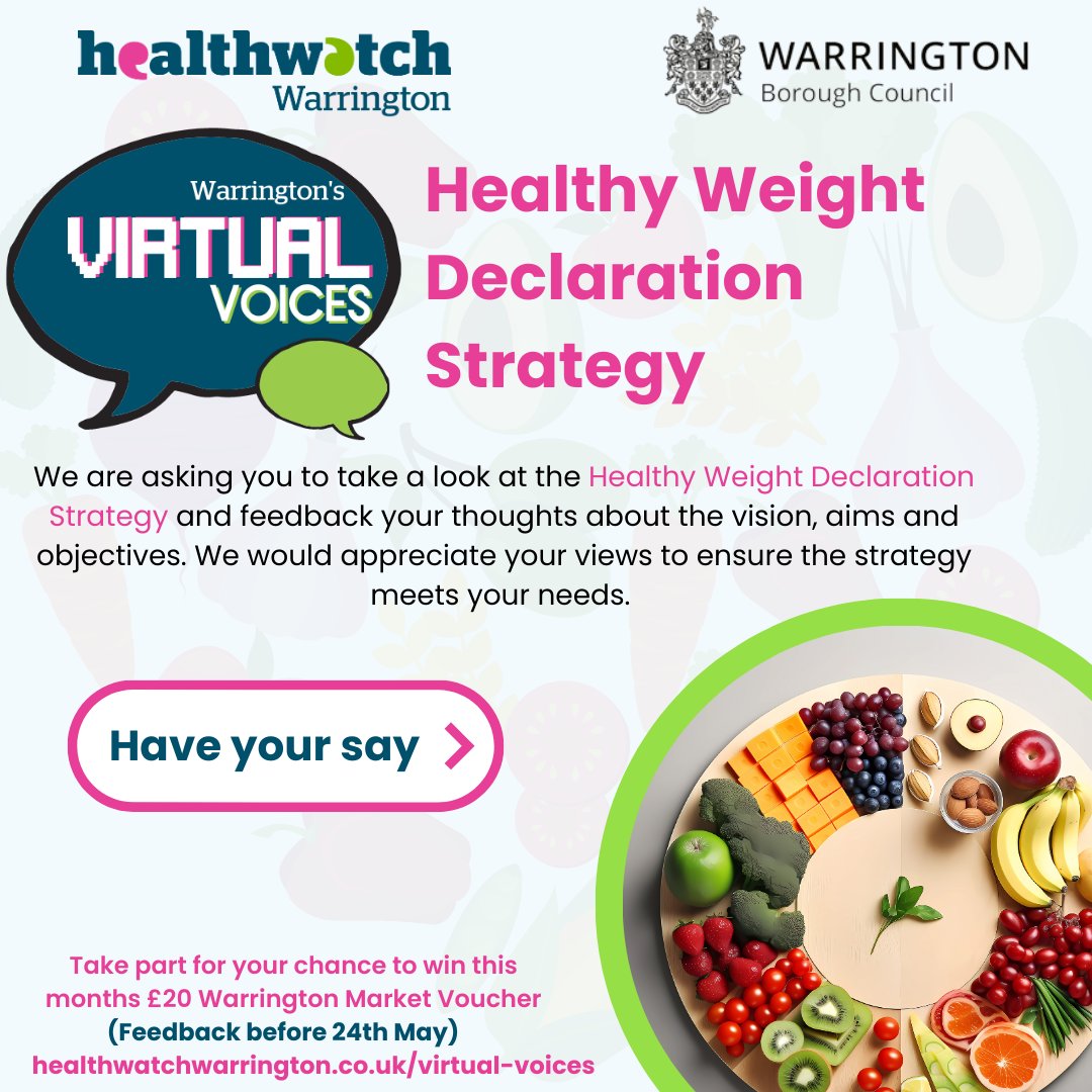 📢Have your say on the Draft Healthy Weight Declaration Strategy📢 We are asking you to take a look at the Healthy Weight Declaration Strategy and feedback your opinion. 🎤…gcommunities.welcomesyourfeedback.net/tx00p1 🏆Win & Support Local Business #Warrington