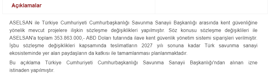 #ASELS

Toplam 353.863.000 USD tutarında ilave kent güvenlik yönetim sistemi siparişleri alınmıştır. Teslimatların 2027 yılı sonuna kadar Türk savunma sanayi ekosisteminde yer alan paydaşların da katkısı ile tamamlanması planlanmaktadır.

#borsa #hisse #bist100