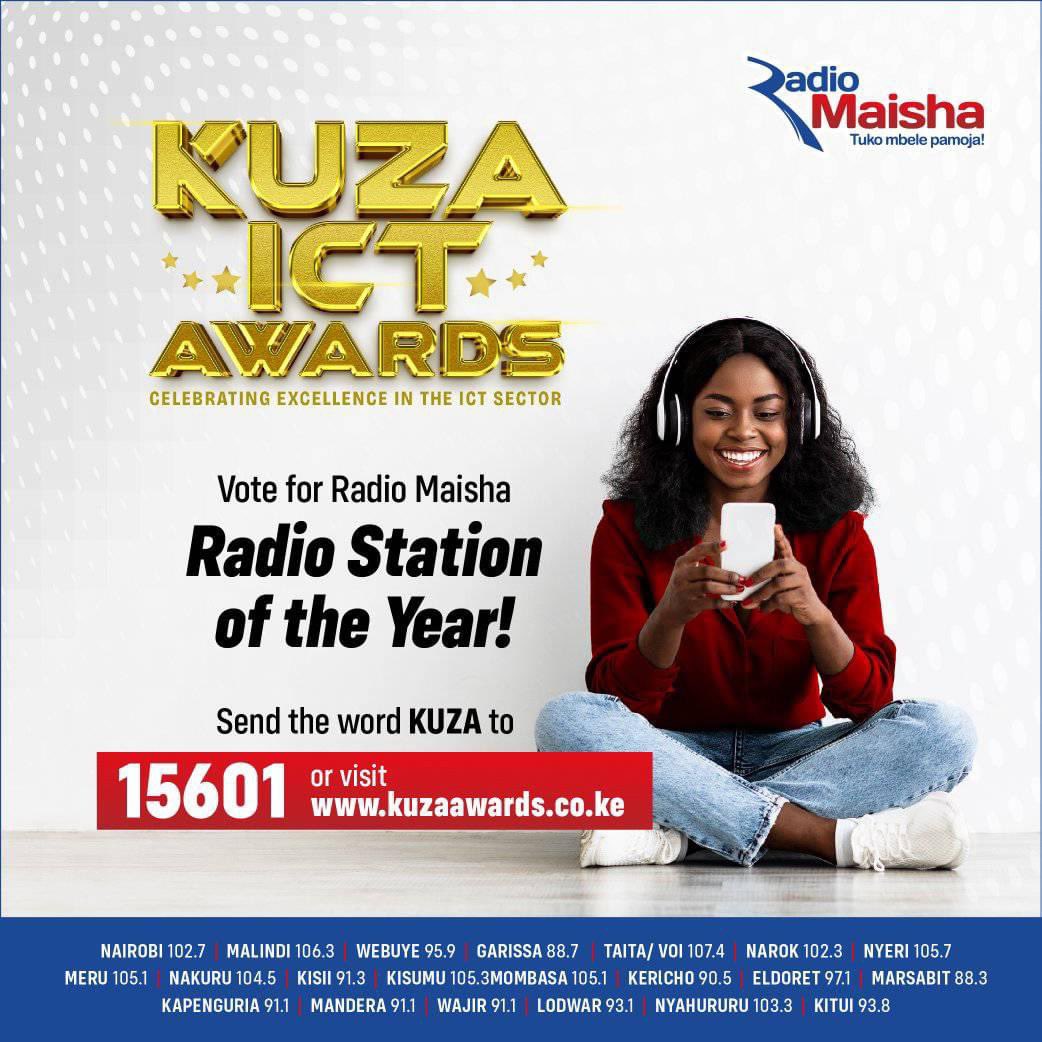 Tuma ujumbe wa SMS kwa 15601 kisha uchague Radio Maisha kuwa Radio Station of the Year.... or visit kuzaawards.co.ke. #RadioZaidiYaRadio #MaishaNiBoraZaidi