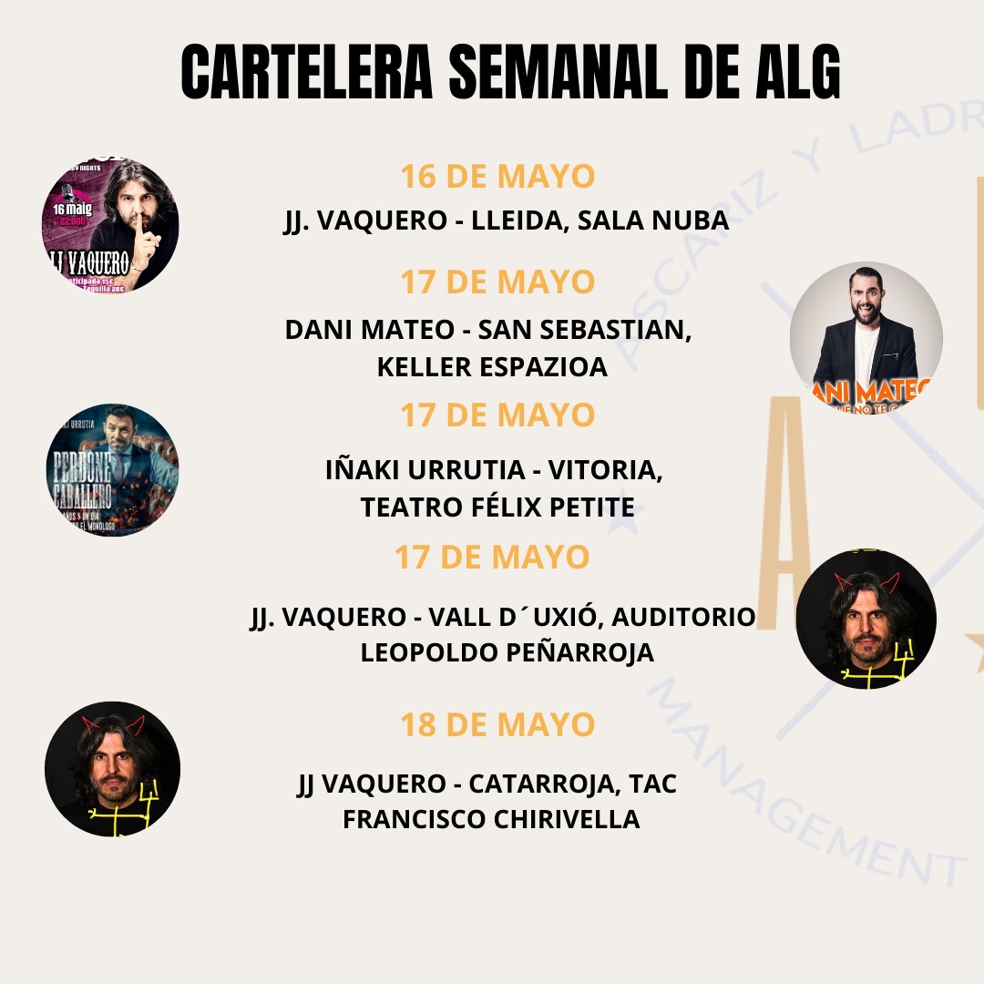 Esta semana os damos para elegir #cartelerasemanal 

#entretenimiento #cultura #comedia #humor #cómicos #monólogos #cartelerasemanal #carteleraALG