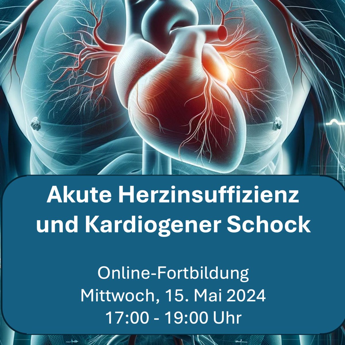 Online-#Fortbildung ➡ Akute #Herzinsuffizienz und kardiogener #Schock am ➡️15. Mai 2024. Die Veranstaltung ist Teil unserer Reihe '#Herzinsuffizienz aktuell' und bietet Einblicke in die neuesten Therapieansätze und Managementstrategien. Infos➡️ lmy.de/DRxPK