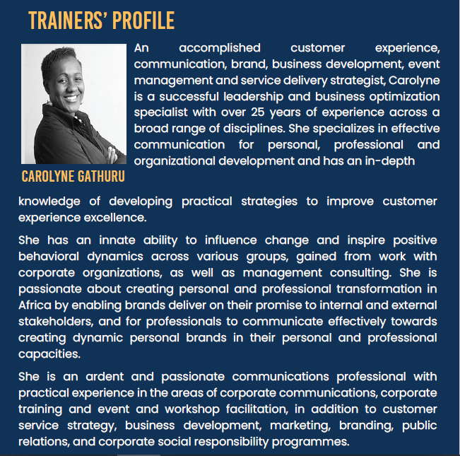 icx_kenya's tweet photo. Plan to attend the "Strategic Development, Measurement &amp; Monitoring of #CX Metrics &amp; KPIs Training" and learn at the hem of Carolyne Gathuru, an accomplished #CXProfessional
Book your spot:https://t.co/fwoQntpqBG
#ElevatingEXforCXSuccess @CGathuru https://t.co/mxkGfkUtm9