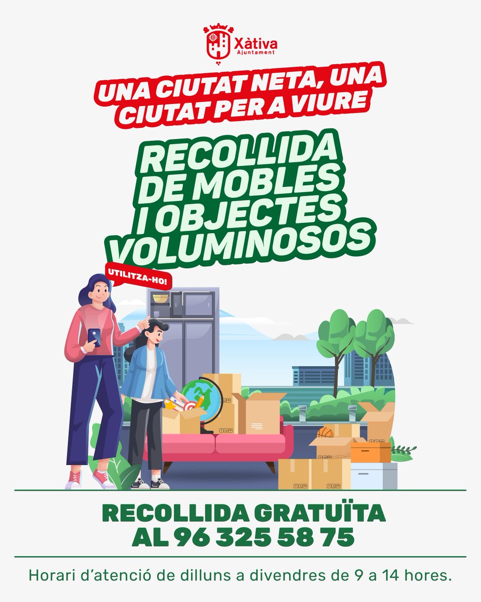 Xativa's tweet photo. 🚯 Des de l'Ajuntament de Xàtiva es volen denunciar els abocaments descontrolats d'objectes voluminosos a diversos punts de la ciutat.

🚛 I recordar a la ciutadania que hi ha un SERVEI GRATUÏT DE RECOLLIDA a través del telèfon 96 325 58 75. https://t.co/sHLbJScn9b