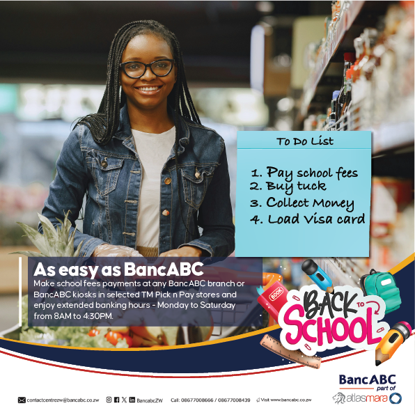 📚🎒It's Back To School season with @BancabcZW! Pay your school fees 📚 at any @BancabcZW branch 🏦 or @BancabcZW kiosks in selected TM Pick n Pay stores countrywide! #BackToSchoolWithBancABC 📚✏️ #BankDifferent 🏦