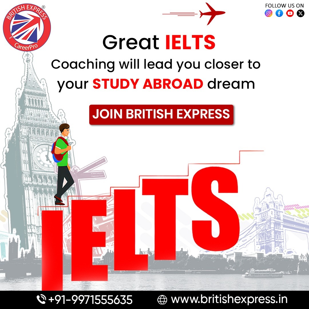 🌍📚 Great IELTS Coaching 🌟✈️

Looking to achieve your STUDY ABROAD dream? 🎓✈️Let British Express be your guide!🌟

🌐Website: bit.ly/3kkoWoL
📞Phone: +91-9971555635
.
.
.
#studyabroad #ielts #ieltspreparation #ieltsspeaking #ieltsexam #ieltstest #ieltsclass #ieltsprep