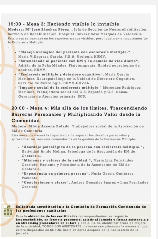 EMHUMV's tweet photo. El día 30 de mayo celebramos el día mundial de la #EsclerosisMúltiple con una jornada interdisciplinar dirigida a profesionales y usuarios. Abierta inscripción a partir de hoy. Os esperamos.
@ecsalud @EMCantabria @HUnivValdecilla https://t.co/K8M16klhaA