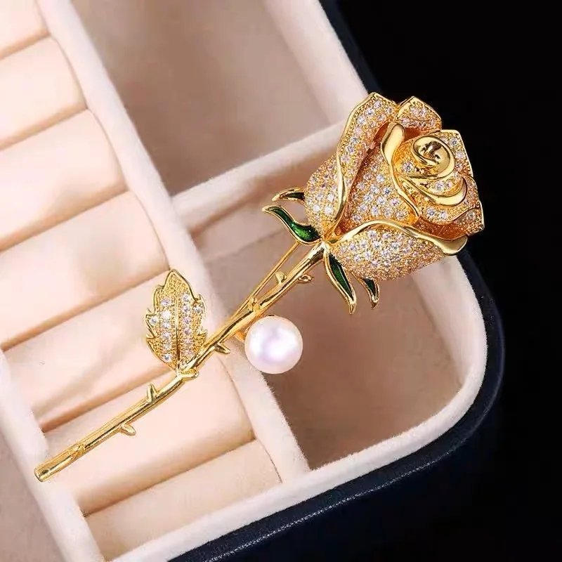 Just found this amazing item on AliExpress. Check it out! $1.14 | Elegant Gold Color Rose Flower Brooches For Women Girls Rhinestone CZ Luxury Women Accessories s.click.aliexpress.com/e/_oDsDm4S