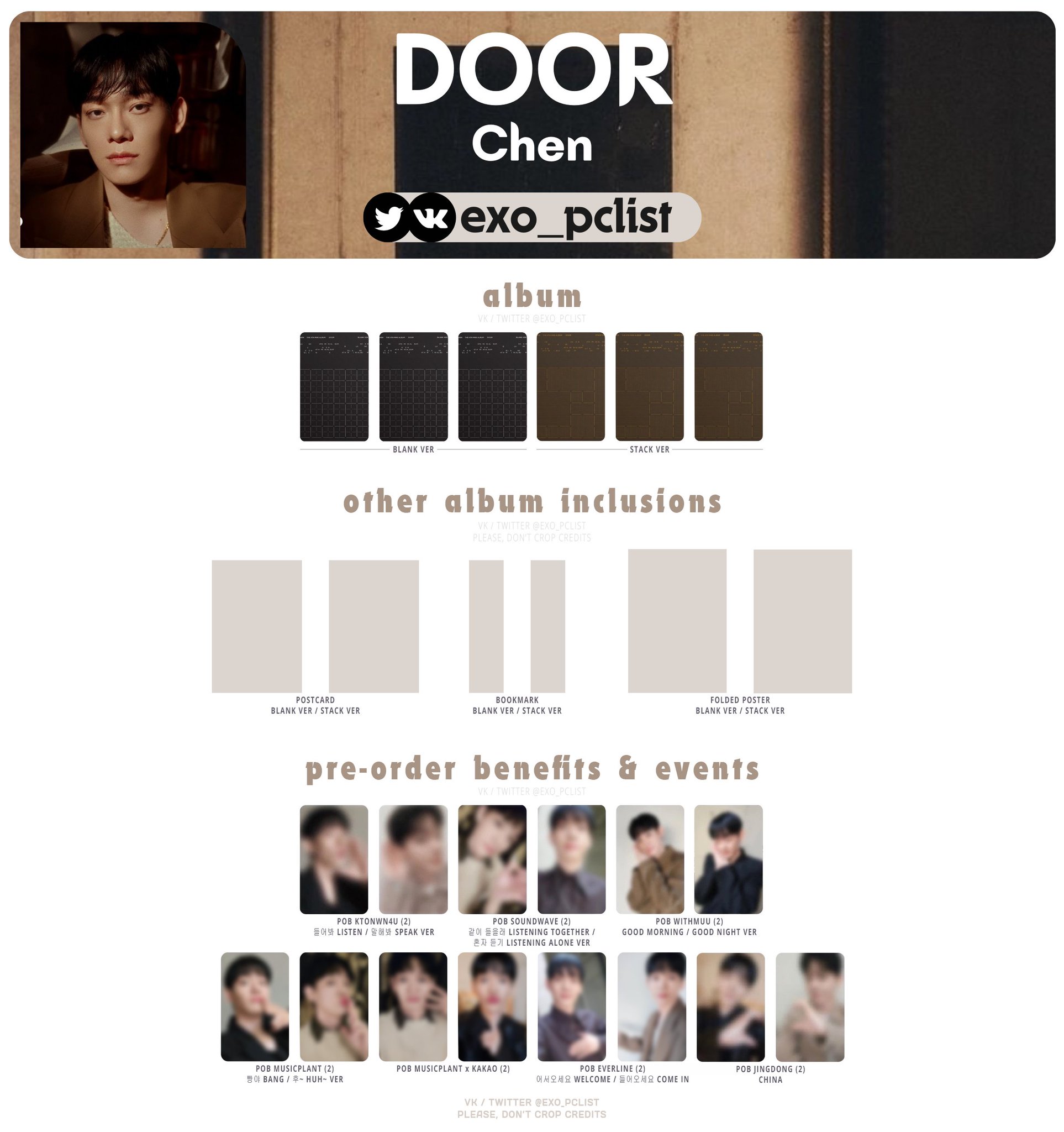 EXO's photocard lists | ot9 on X: 