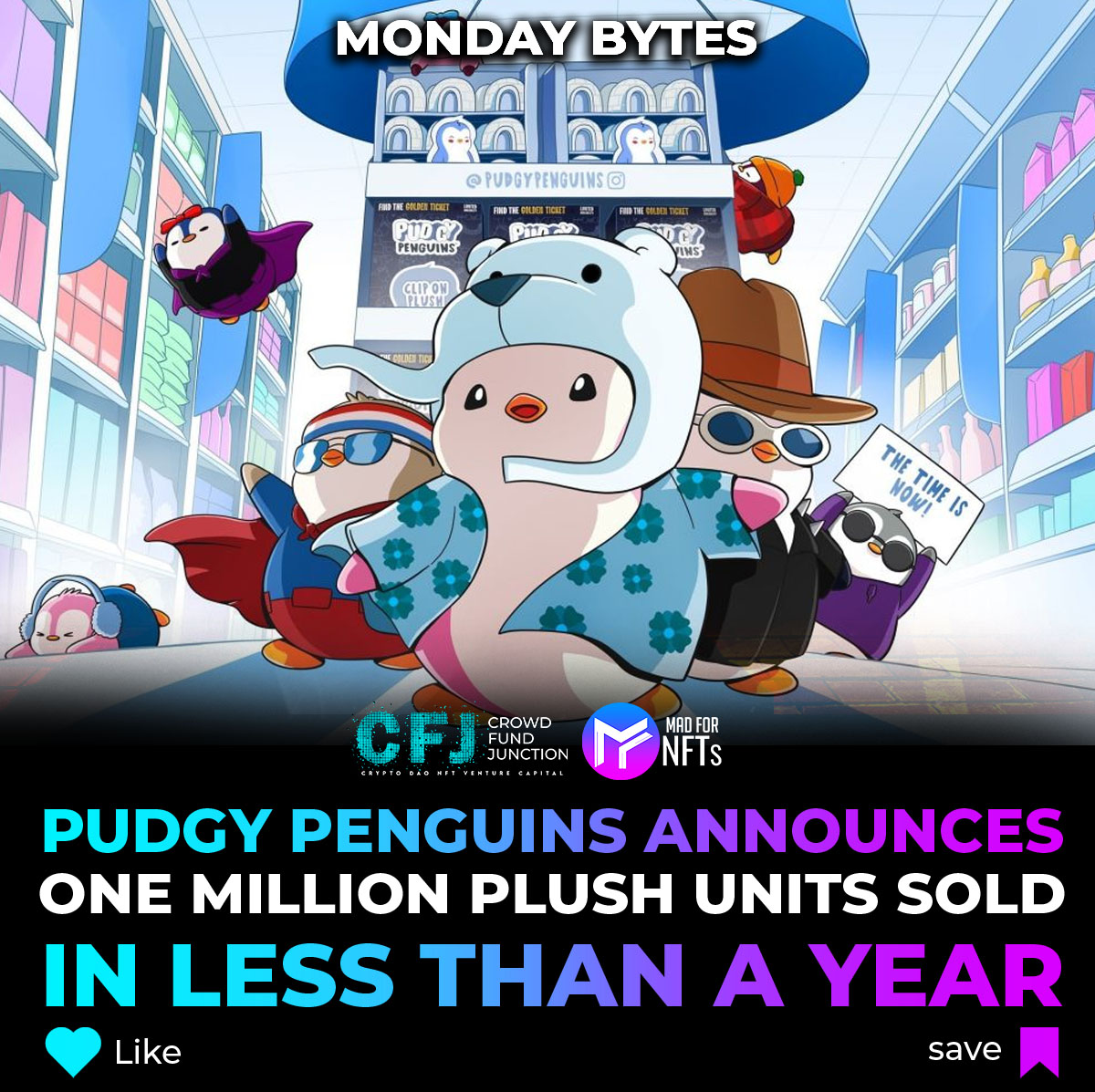 🚀 Pudgy Penguins announces one million plush units sold in less than a year 🐧 📃 Quick take Luca Netz, CEO of Pudgy Penguins, announced that over one million Pudgy Penguin plush toys have been sold in a video touting recent retail partnerships, including Hot Topic, Target, and…