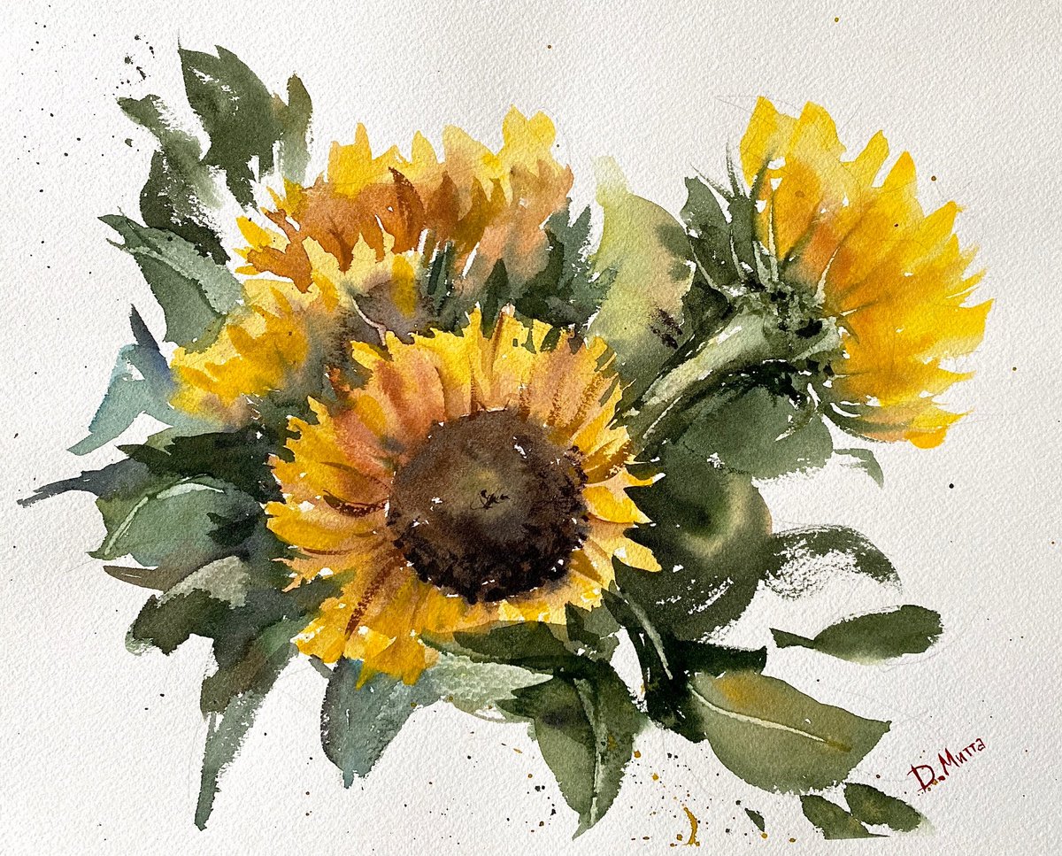 Darya Mitta | #sunflowers | watercolour on paper | 2018 | 33x28 cm (w/h) | €95,- | For sale onlinegallery.art/en/darya-mitta… #Art #onlinegallery #painting #artistoftheday #gallery #photooftheday #beautiful #artist #drawing #artwork #arte #painting #artistsoninstagram #artgallery
