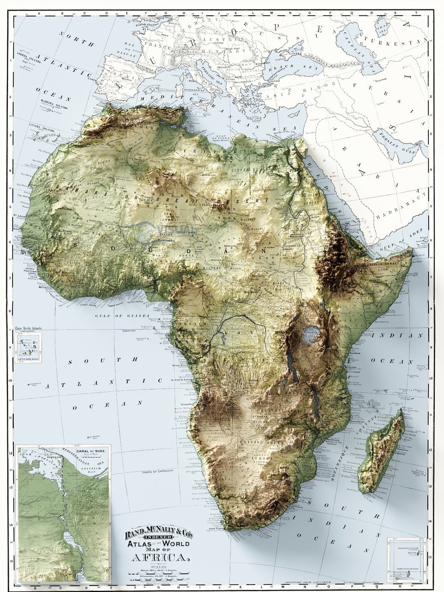 Topographic map of Africa.
