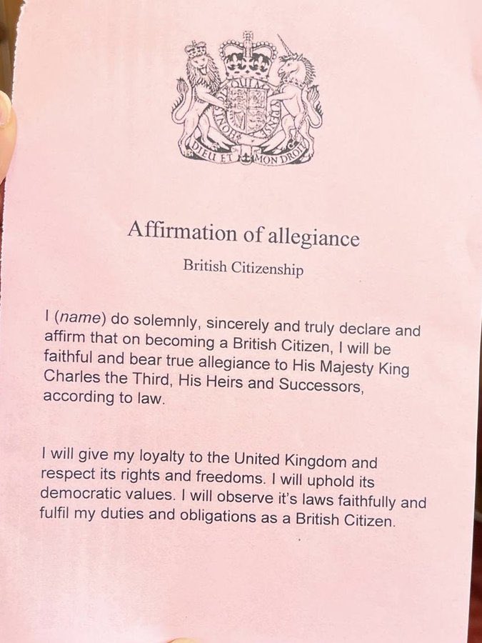 If we could start by correcting the erroneous apostrophe in the new citizenship vow, that would be good. In fact, could we call it a vow or an oath instead of an affirmation, too?