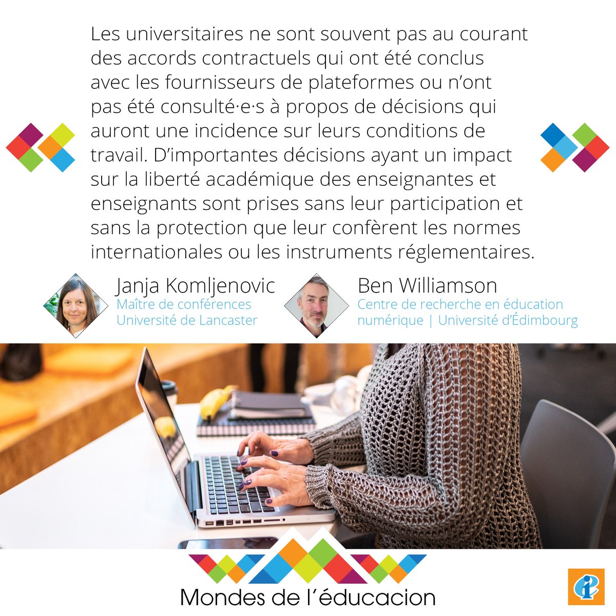 eduint's tweet photo. ❓ Les plateformes de technologies de l’éducation menacent-elles la liberté académique et la propriété intellectuelle?

@J_Kom_ et @BenPatrickWill ont étudié leurs politiques d'utilisation et de confidentialité pour révéler les défis qu'elles posent.

➡️ https://t.co/qk9dxeMWF0 https://t.co/XWGZBxAHmy