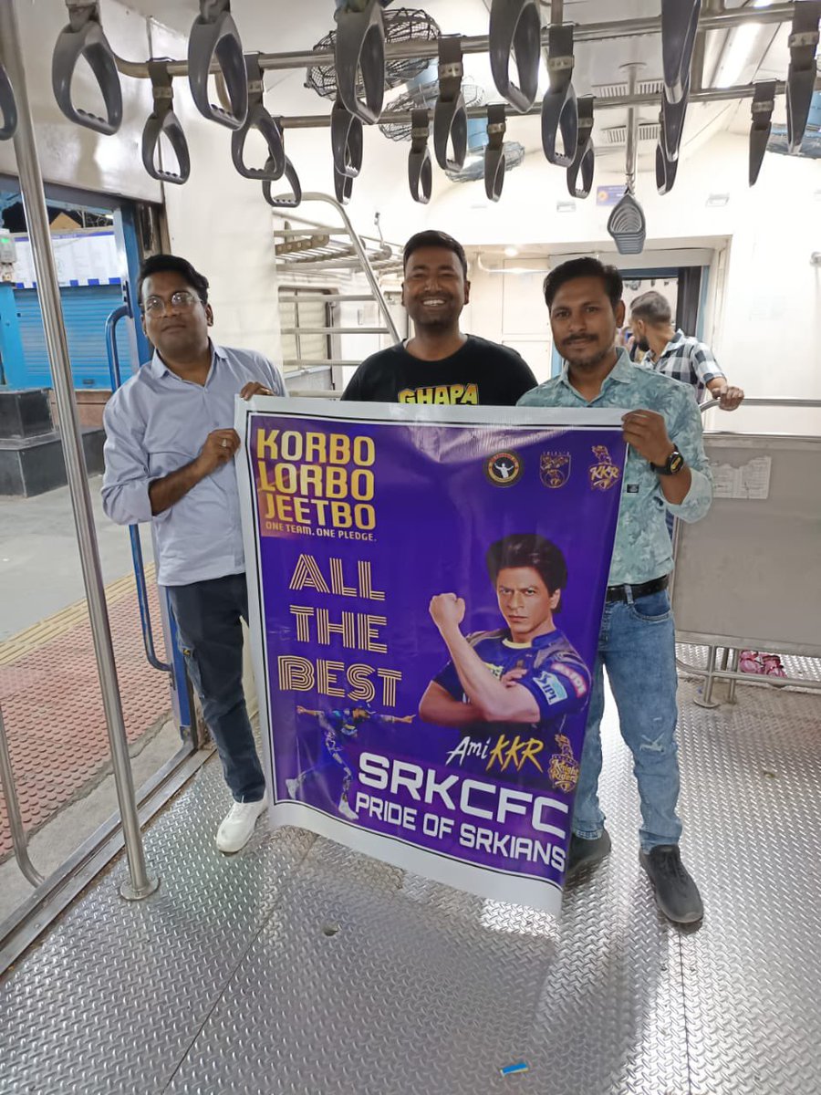 SRK fans from #SRKSirohiCFC are now in Ahemdabad to support our team @KKRiders in tonight’s game 🏏💜 #ShahRukhKhan @iamsrk #GTvsKKR @GautamGambhir @bindadey