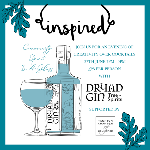 Creativity over Cocktails? What's not to like! Our members Inspired Craft Studio & @DryadGin have joined forces - you get to decorate your very own gin glass & enjoy cocktails at the same time! Limited places! inspiredtaunton.co.uk/book-online & scroll down to the event listing. 18+ only