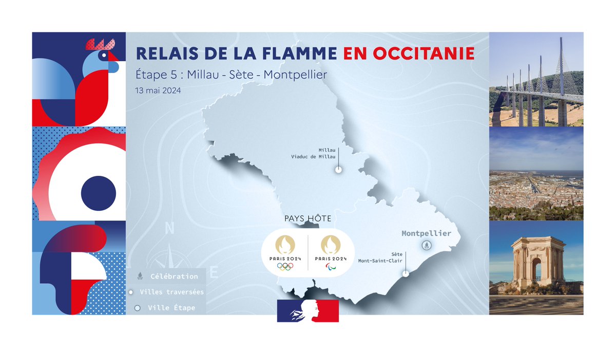 #JOP2024 | #RelaisDeLaFlamme en #Occitanie 👟🔥 L'Occitanie accueille aujourd'hui le relais de la flamme olympique. 📍 C'est l'#Aveyron et l'#Hérault qui inaugurent ce beau parcours d'une semaine dans notre région. 👀 Le parcours débutera sur ' l'ouvrage de tous les records
