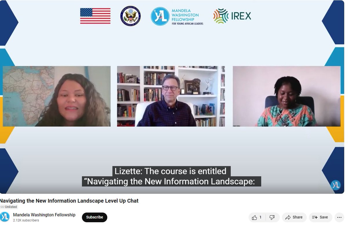 #MandelaFellows Alumni: Did you know you can build information engagement skills through the virtual Navigating the New Information Landscape course? Learn more about the course in this Level-Up Chat: 
youtube.com/watch?v=dRDg1a…