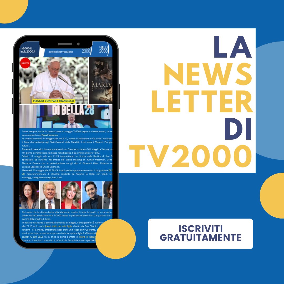 Tutte le ultime novità sulla programmazione di #TV2000, via email ogni settimana. Iscriviti alla nostra #newsletter 📩 👉 tv2000.it/newsletter