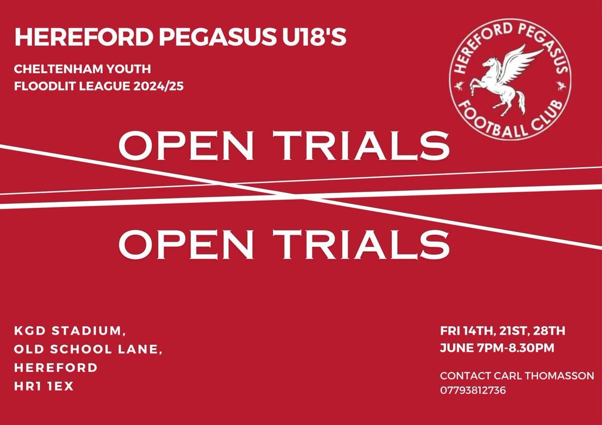 If you want to be part of our U18s for the 2024/25 season then details of the upcoming trials are below ...🔴⚪️
