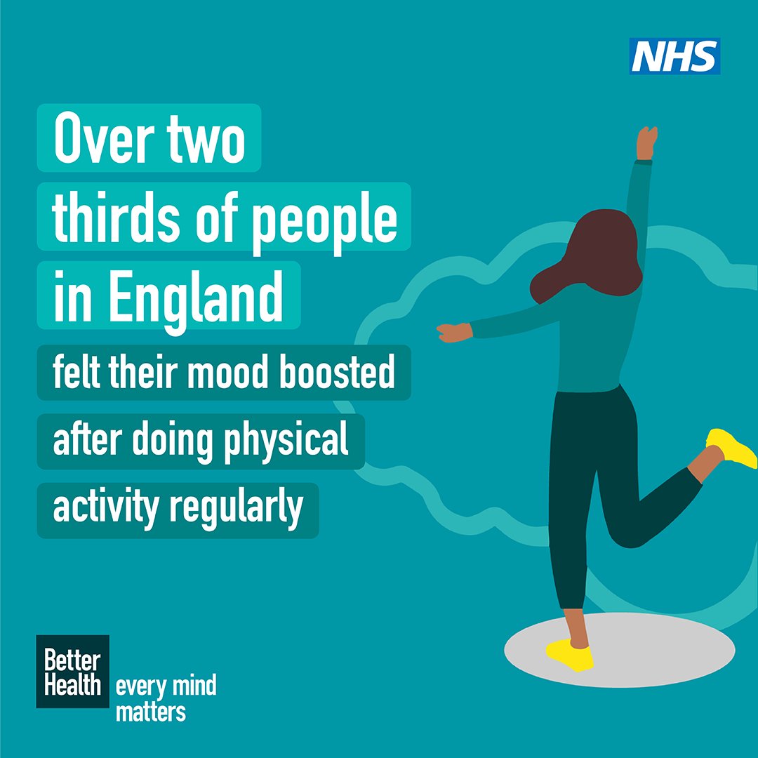 Physical activity definitely helps boost my mood! That's why I would recommend that you take a look at the #BetterHealth 'Get Active' online resources this #MentalHealthAwarenessWeek & start making a positive impact on your mental health & wellbeing. nhs.uk/better-health/…