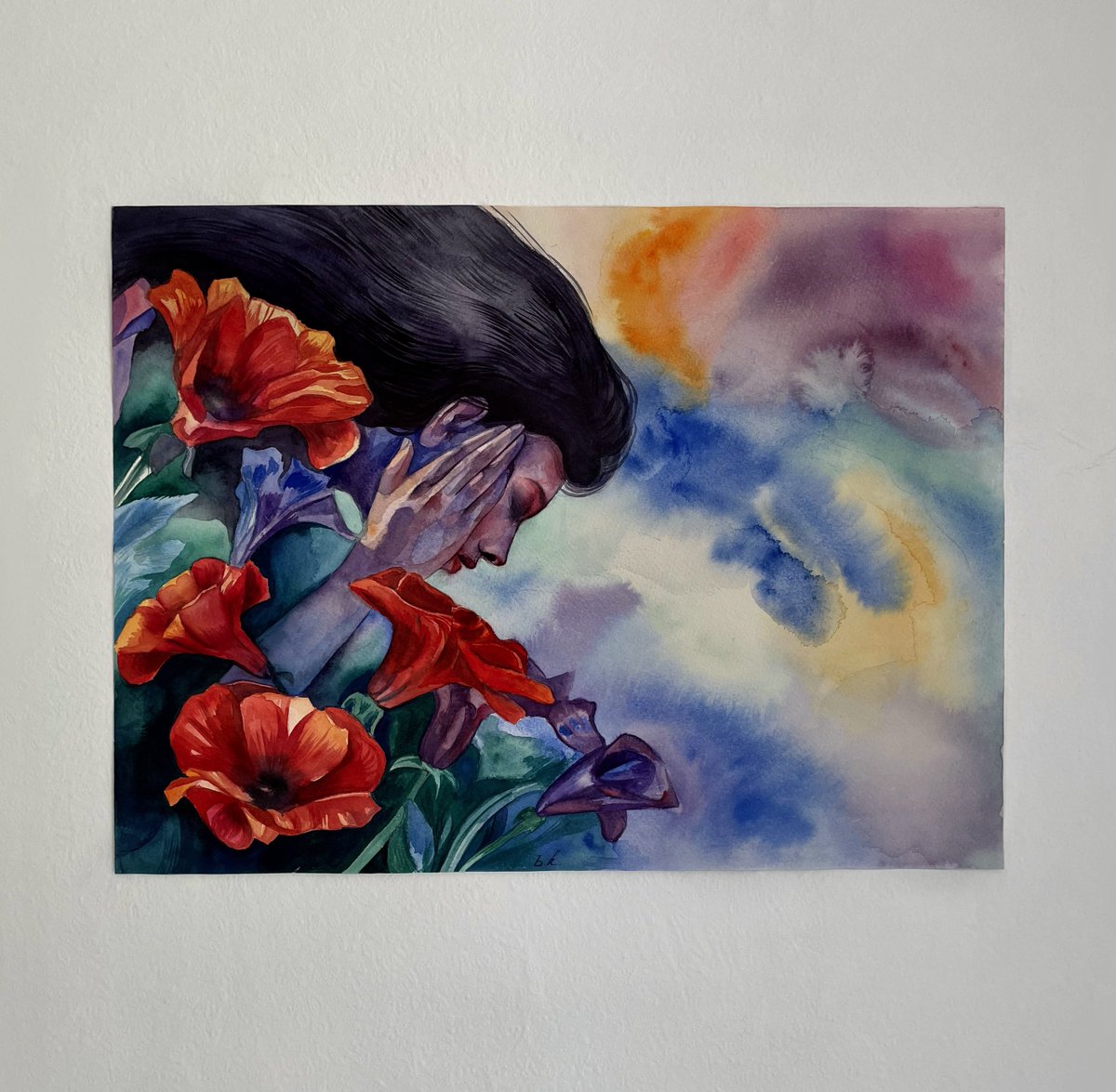 Good morning! 
This year I listed as nfts already two of my physical artworks 
First was sold! When the next one?? 

“Solitude” made with watercolour 💦
Available on exchange 👇🏻