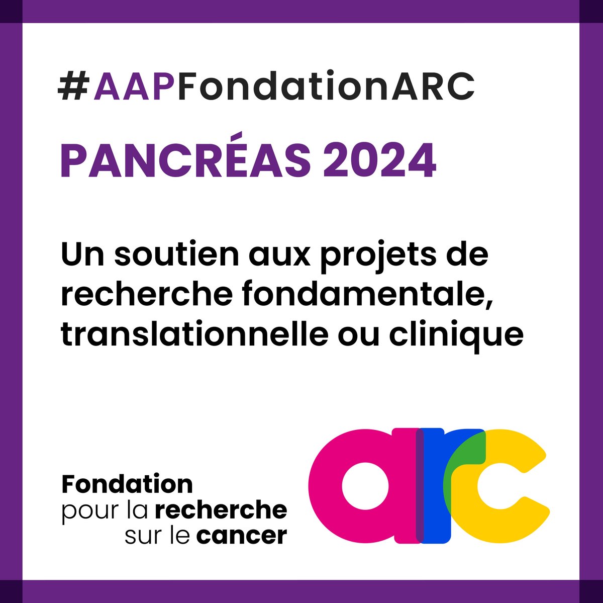 📢L’appel à projets PANCREAS 2024 de la Fondation ARC pour la #Recherche sur le #Cancer est actuellement ouvert ! Vous avez jusqu'au 10 juin pour déposer vos projets et obtenir jusqu’à 1 000 000 € sur 36 à 60 mois ! Pour en savoir plus : fondation-arc.org/aap-pancreas