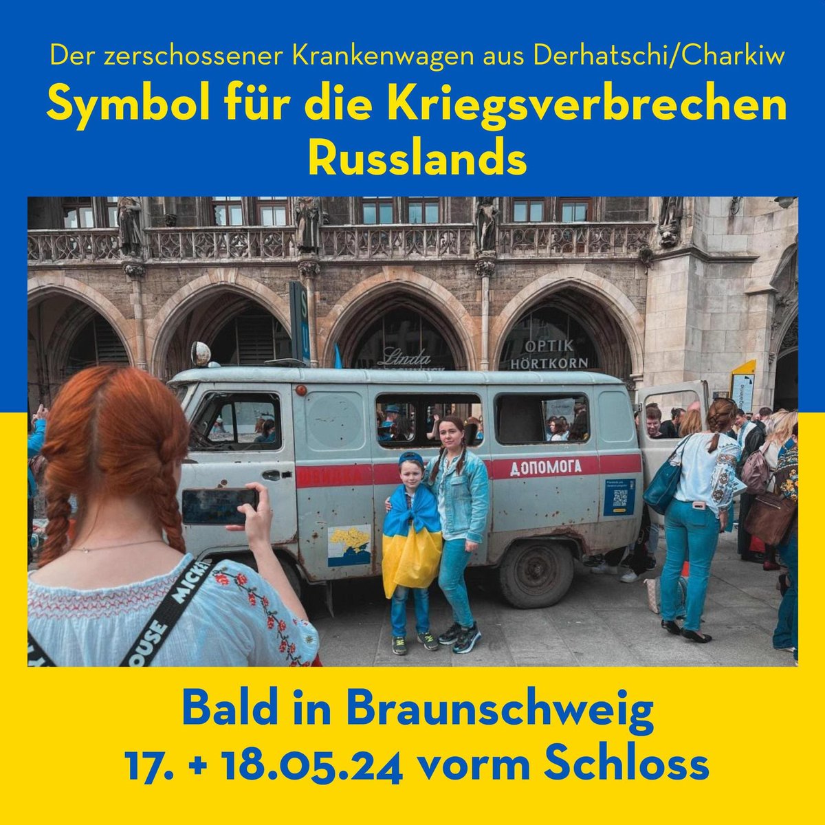 Nach dem Zukunftsforum Dresden geht die Tour der #Barwinka in Braunschweig weiter. Örtlicher Partner und Organisator ist Freie Ukraine Braunschweig e.V. Die erste Ausstellung in München (siehe Bild) jährt sich am 20.5.!