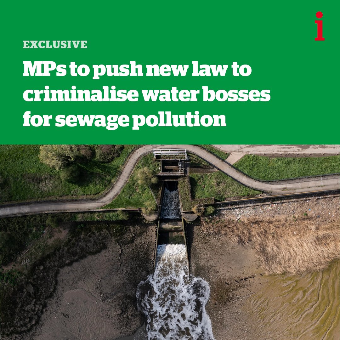 MPs will seek to make water company bosses criminally liable for sewage spills under plans to amend legislation making its way through Parliament this week 🔴 Exclusive from @RichardVaughan1 🔗 trib.al/XByn4Su