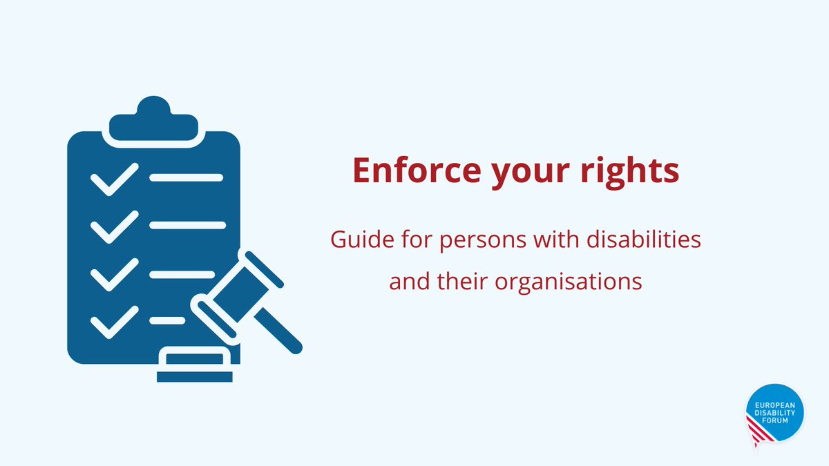 Just launched! Our 'Enforcement toolkit' is a guide that helps persons with disabilities and their organisations identify who can help them when their rights are breached - and how to seek redress. Read it: edf-feph.org/guide-launched…