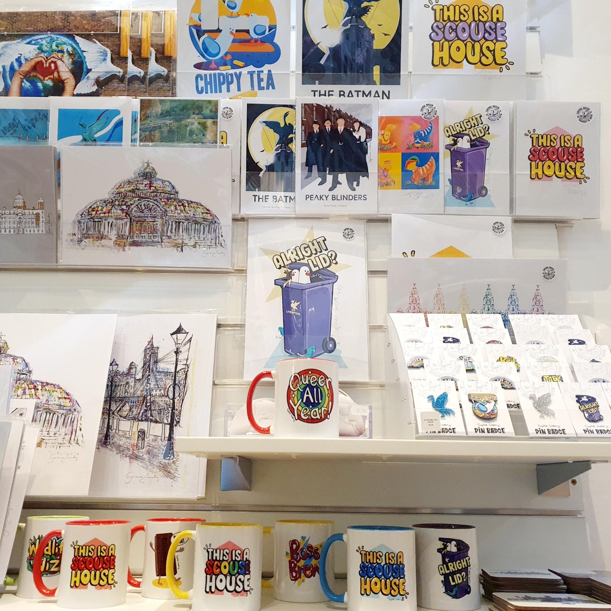 Freshly restocked local makers' wares in the VG&M gift shop, including from @paulcurtisarty and of course the fantastic @sophiegreen 😍 #IDAHAT #PeaceLoveandLiverpool