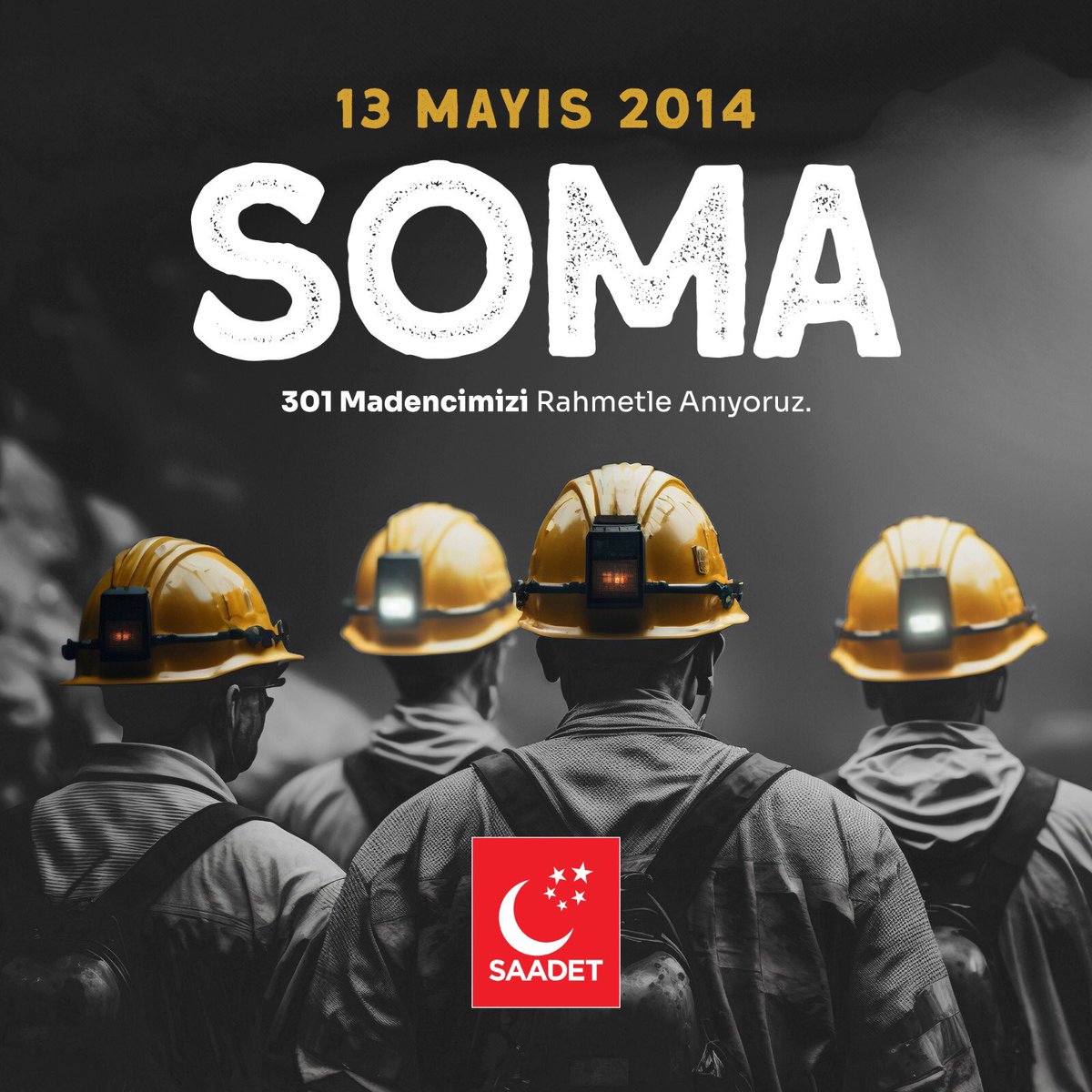 Soma’dan sonra aynı acıları Ermenek’te, Madenköy’de, Amasra’da bir kez daha yaşadık. Denetim ve tedbirle en büyük kıymetin insana verildiği bir madenciliğin tesis edilmesini vurguluyor; Soma Maden Faciasında hayatını kaybeden 301 madencimizi rahmetle anıyoruz.