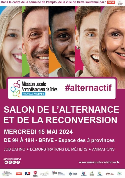 Retrouvez-nous ce mercredi 15 mai au salon de l'alternance et de la reconversion, de 9 à 19h à l'espace des 3 provinces de Brive-la-Gaillarde.
Nous vous présenterons nos formations en alternance.

<a href="/CfaLimousin/">CFA Académique du Limousin</a> <a href="/aclimoges/">Académie de Limoges</a>
