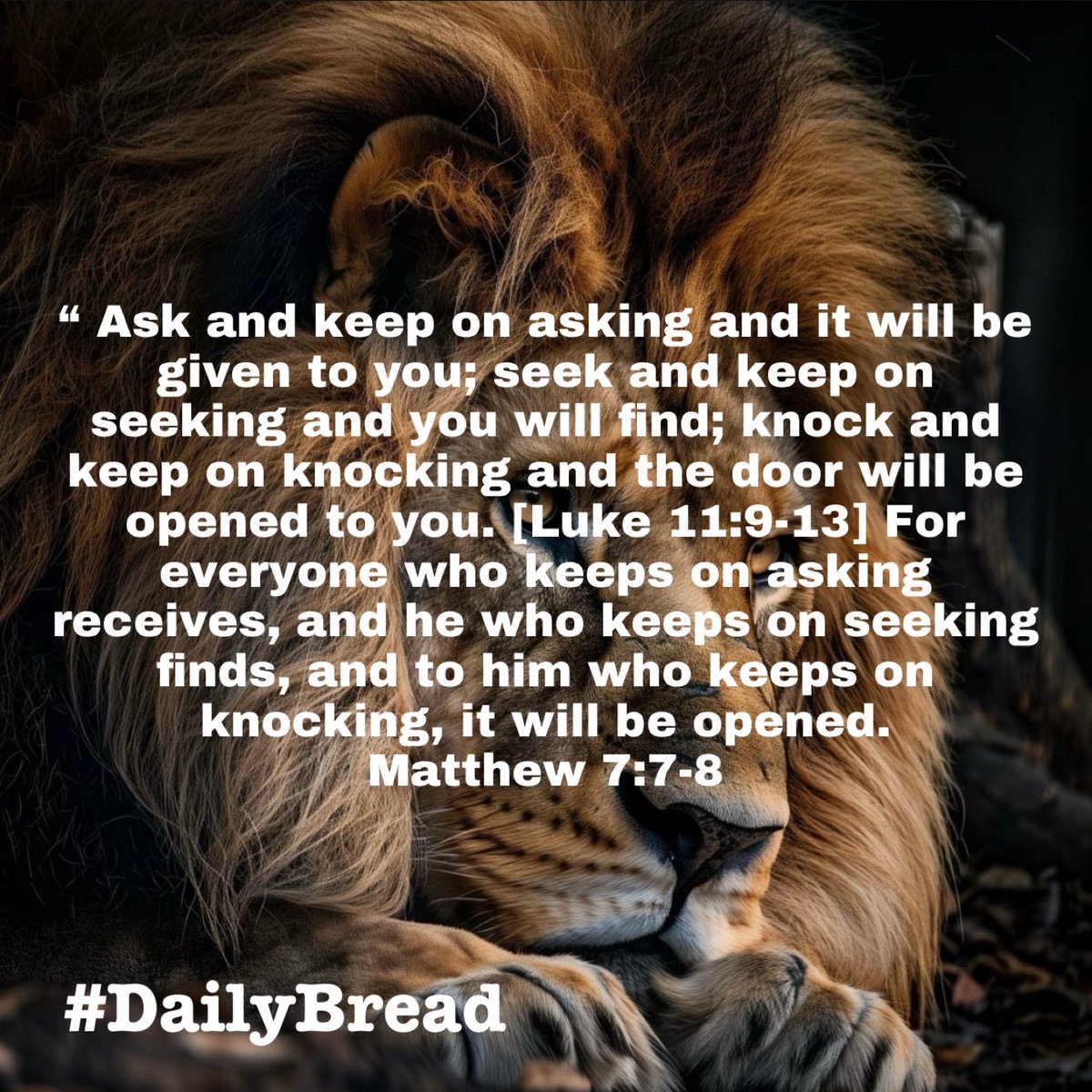 For everyone who keeps on asking receives, & he who keeps on seeking finds, & to him who keeps on knocking, it will be opened… 
#Matthew 7:7–8
#DailyBread #GodsPlan #SeekGod #SpeakLife