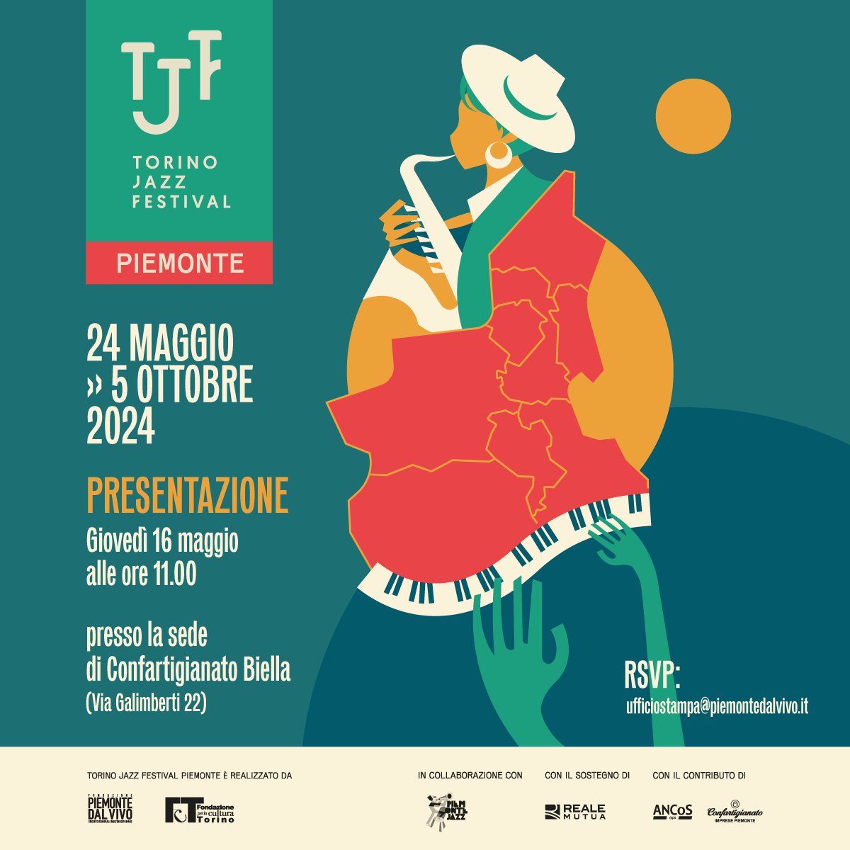 Giovedì 16 maggio, alle ore 11.00, nella Sede di @confartigianato a Biella (via Galimberti 22) sarà presentato il cartellone della quinta edizione del @torinojazzfest Piemonte 2024 torinojazzfestival.it/tjf-2024/