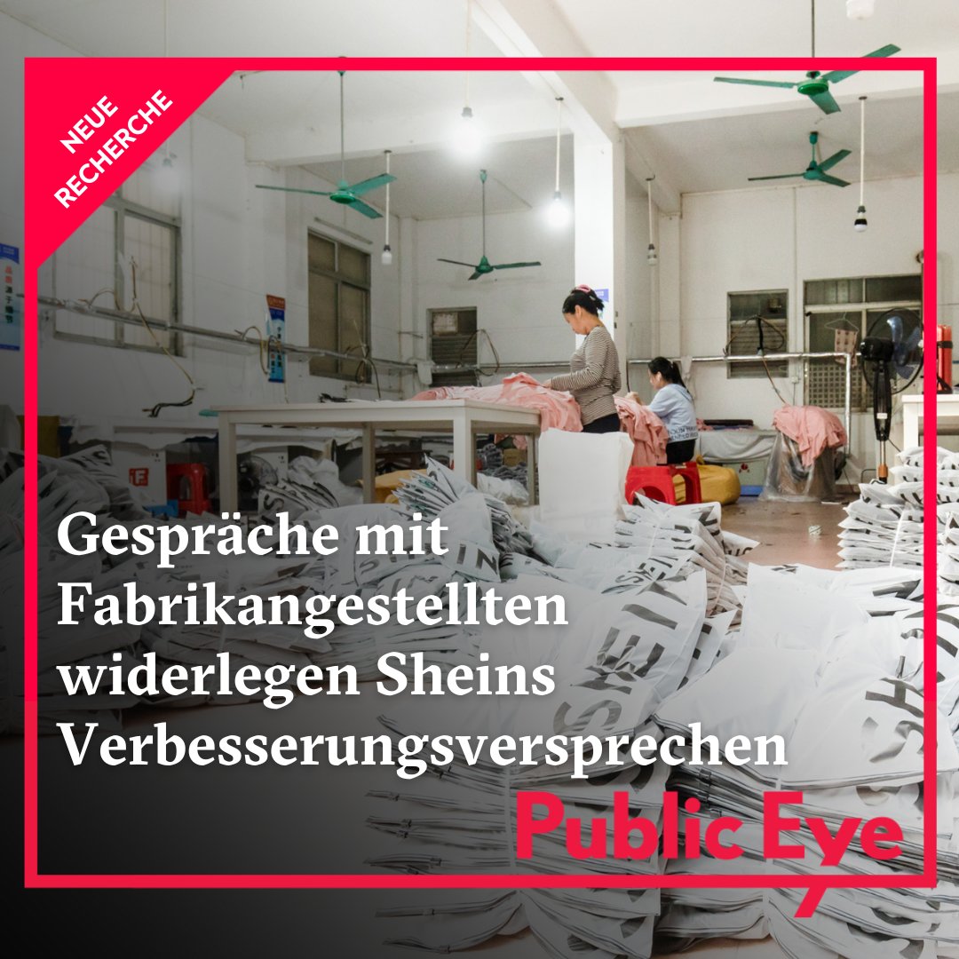 #Shein: Keine Verbesserung in Sicht. 2 Jahre nach unserer Pionierstudie zeigt unsere neue Recherche: Illegale Arbeitszeiten und Akkordlöhne prägen weiter den Alltag der Arbeiter*innen in den Textilfabriken. Die ganze Recherche lesen 👉 publiceye.ch/de/themen/mode…