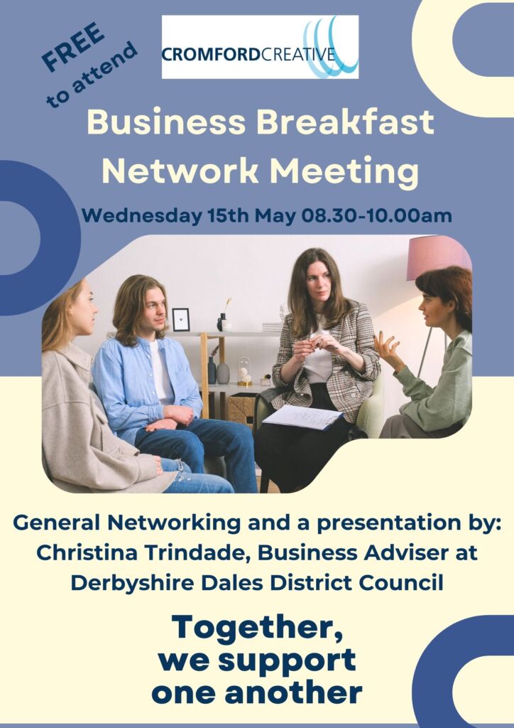 FREE to attend – Cromford Creative Business Breakfast Network Meeting 📅Wed 15 May 🕗08.30am-10.00am Book Now🔗 businesspeakdistrict.com/events-mec/cro…
