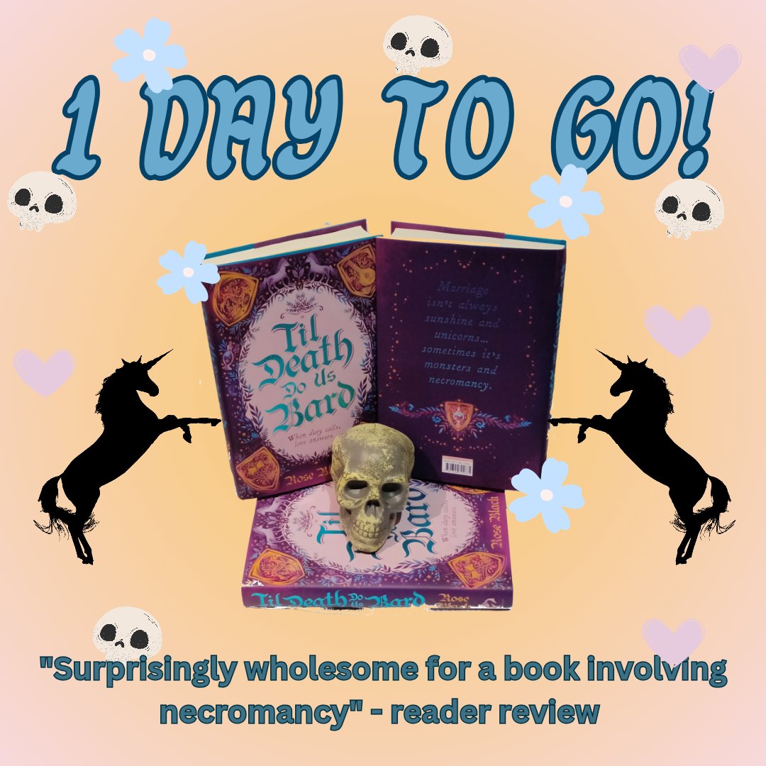 TIL DEATH DO US BARD comes out internationally tomorrow! If you're in the mood for a queer cosy fantasy with unicorns, necromancy, and two disaster husbands trying to save the world and their marriage, look for it in your favorite bookshop!