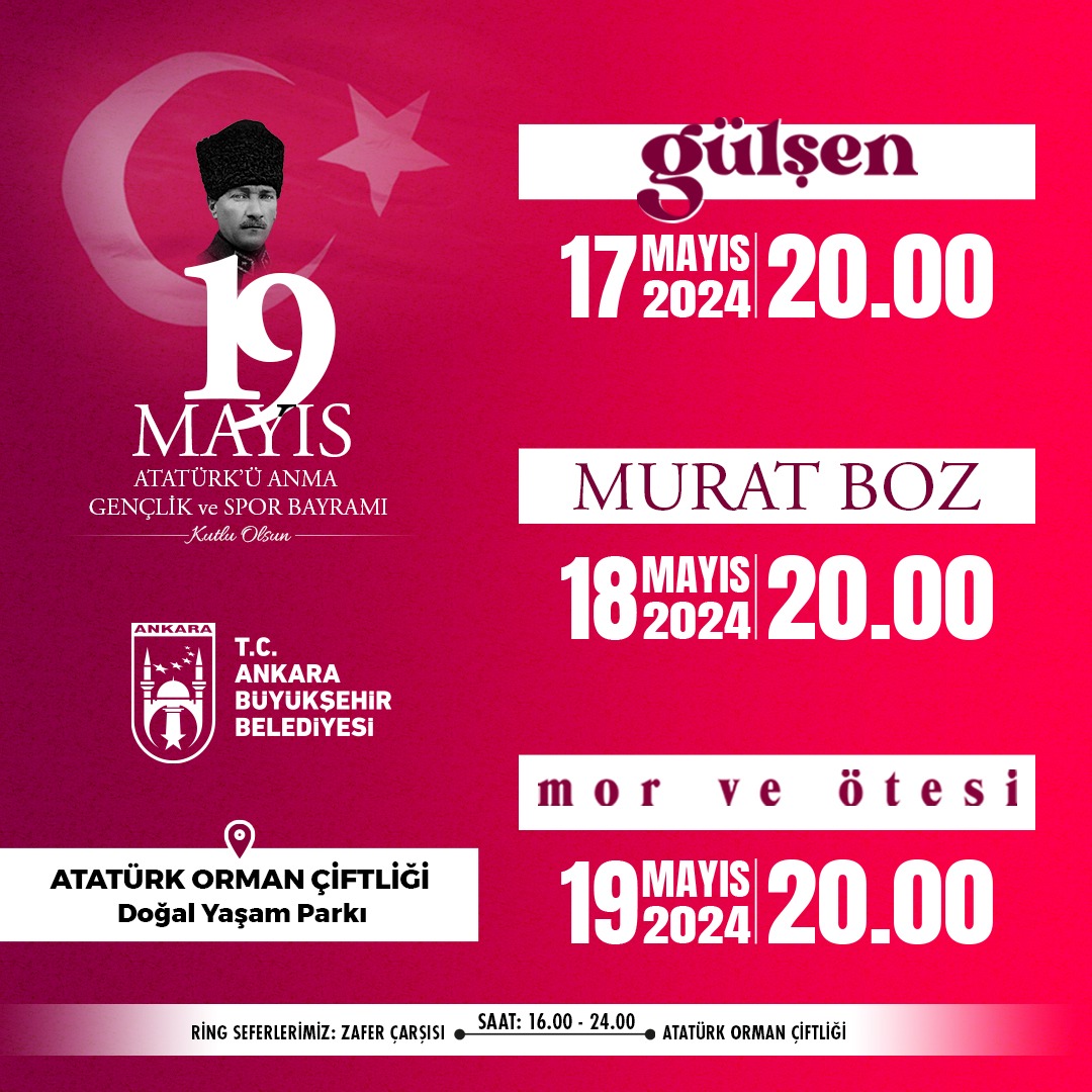 Başkentte 3 gün boyunca devam edecek olan #19Mayıs Atatürk’ü Anma, Gençlik ve Spor Bayramı coşkusu başlıyor!