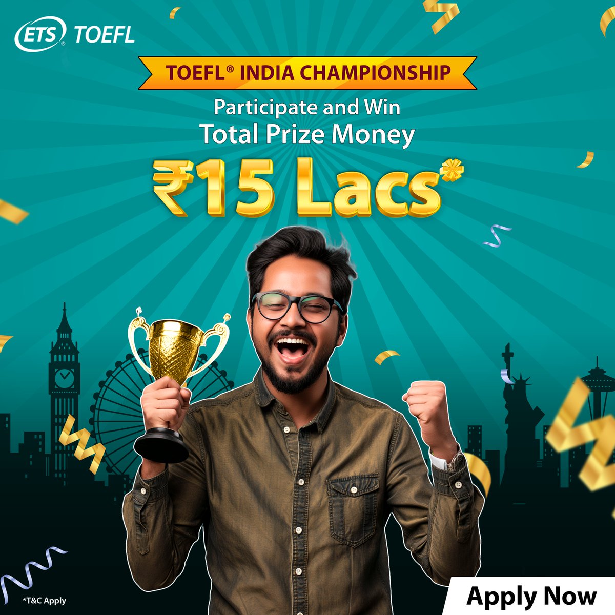 The TOEFL India Championship, an initiative of ETS India Pvt. Ltd., is your gateway to international education! Win total prize money worth ₹15 lacs. Register now! b4s.in/a/tt_TOIC2_202… #TOEFLIndiaChampionship #studyabroad #ETSIndia