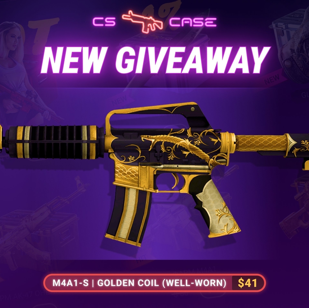 We're Giveaway off an M4A1-S | Golden Coil WW on our Instagram 🔥 Anyone interested can join via the link below: 👉👉 instagram.com/p/C6tgT4KsN-s/