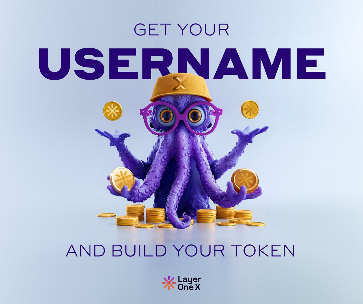 LayerOneX's tweet photo. Got an L1X Username? Now's your chance!
Go to L1X App, get yours, and start building your token today 💪

Here's your roadmap for #Mint and Win:
1 Secure Your Username
2 Create Your Token (FT or NFT)
3 Share your Masterpiece on Twitter and drum up votes!
4 Earn Big Rewards!
Ready to mint, share, and win? Let's get started!
👉https://t.co/WbCsTxP8Dg

#L1X #Token #NFT
