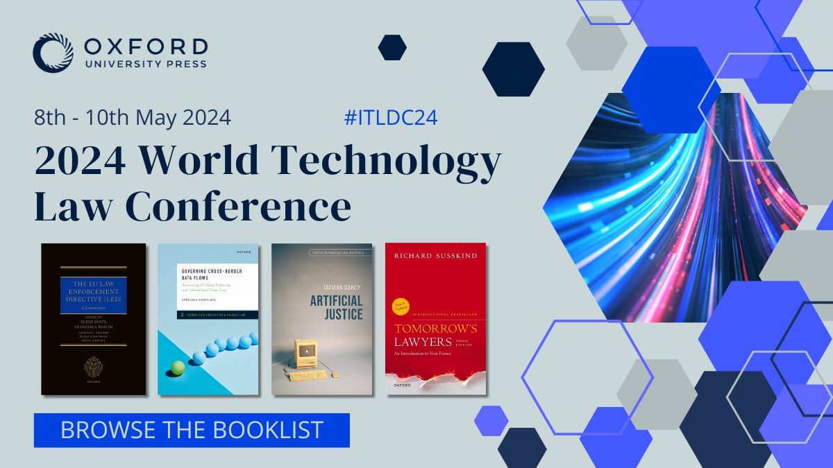 For a limited time, you can still save 30% on selected law and technology titles from our #ITechLaw World Technology Conference 2024 booklist. 📚 Use code EXWTLC24 at checkout: oxford.ly/3WjINFu #ITLdc24 #TechnologyLaw